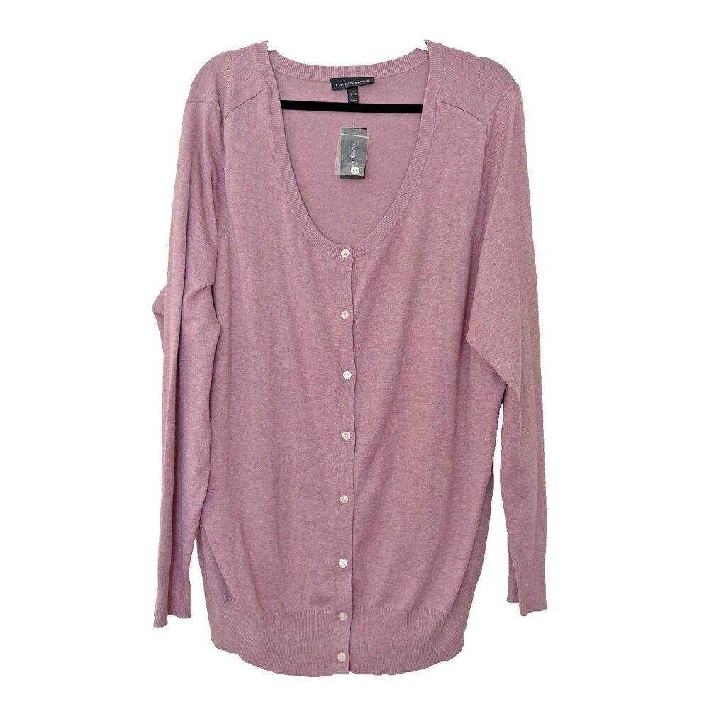 Lane Bryant Women's Plus 22/24 Long Sleeve Button Up Sweater Cardigan Lilac Purp